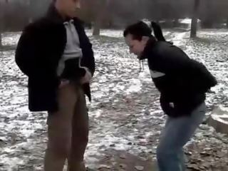 Boy fucking and pissing on ugly girl