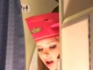 Sexy stewardess gets fresh sperma aboard